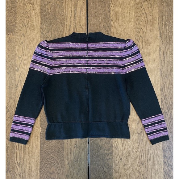 Vtg ‘83 Rare St John For Saks Fifth Avenue Purple Sequin Sweater Women’s 12 - Picture 2 of 16